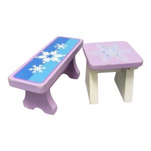 Disney Frozen Ice Castle Mansion Wood Furniture Stool / Bench